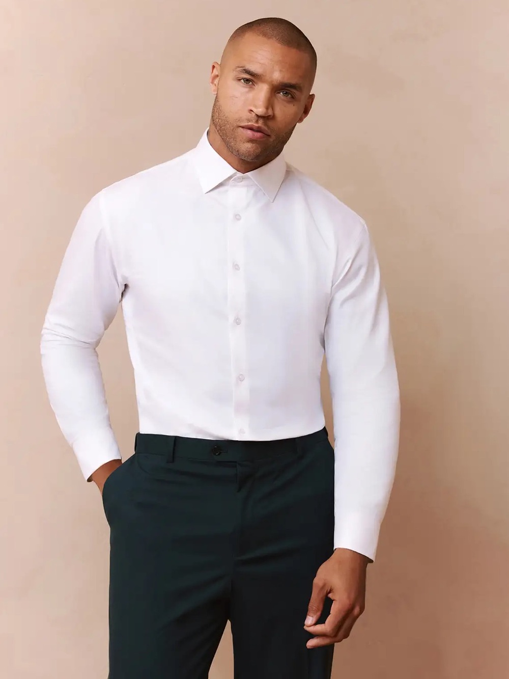 Azazie Classic Fit White Non-Iron Button Down Dress Shirt 15.5 32/33